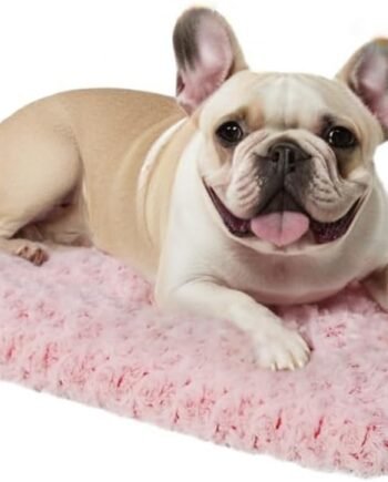 Washable Dog Bed Mat Crate Pad Soft Fluffy Pet Kennel Beds Dog Sleeping Mattress for Large Jumbo Medium Small Dogs, 35 x 22 Inch, Pink