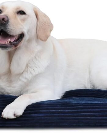 Dog Crate Bed Washable Dog Beds for Large Dogs Deluxe Thick Flannel Fluffy Comfy Kennel Pad Anti-Slip & Anti-Scratch Pet Sleeping Mat, 35 x 23 Inch, Blue