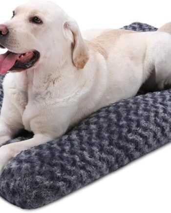 Washable Dog Bed Deluxe Plush Dog Crate Beds Comfy Kennel Pad Anti-Slip Pet Sleeping Mat for Large, Jumbo, Medium, Small Dogs Breeds, 41" x 27", Dark Grey