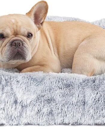 Fluffy Dog Crate Bed for Medium Dogs, Plush Faux Fur Crate Pad, Calming Anti Anxiety Medium Dog Bed, Washable Soft Warm Crate Mat with Non-Slip Bottom