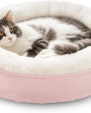 Round Donut Cat and Dog Cushion Bed, 20in Pet Bed for Cats or Small Dogs, Anti-Slip & Water-Resistant Bottom, Super Soft Durable Fabric Pet Beds, Washable Luxury Cat & Dog Bed Pink