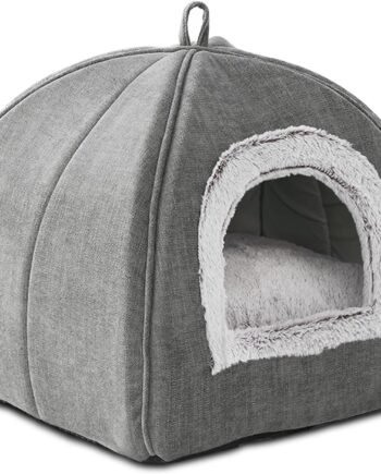 Cat Bed Cave-Cat Beds for Indoor Cats,Kittens and Small Pets,Soft and Warm Cats House Tent Bed,Foldable and Washable with Removable Cushioned and Anti Slip Bottom,Grey 15inches