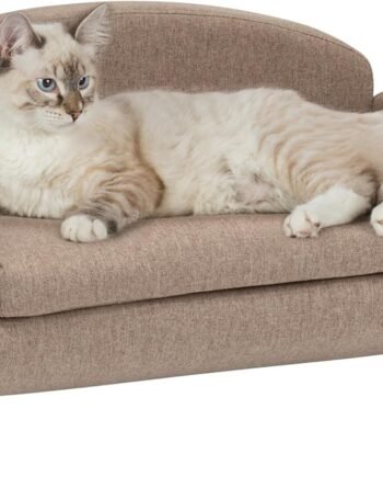Cat Sofa Bed, Pet Couch for Indoor Cats Elevated Cat Beds with Removable Washable Mattress Cover for Kitten, Puppy or Small Animal- 31.5" Wide, Sand