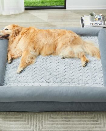 XL Extra Large Dog Bed, Washable Dog Couch with Removable Waterproof Cover, Orthopedic Large Pet Sofa Bed with Bolster Sides for Sleeping